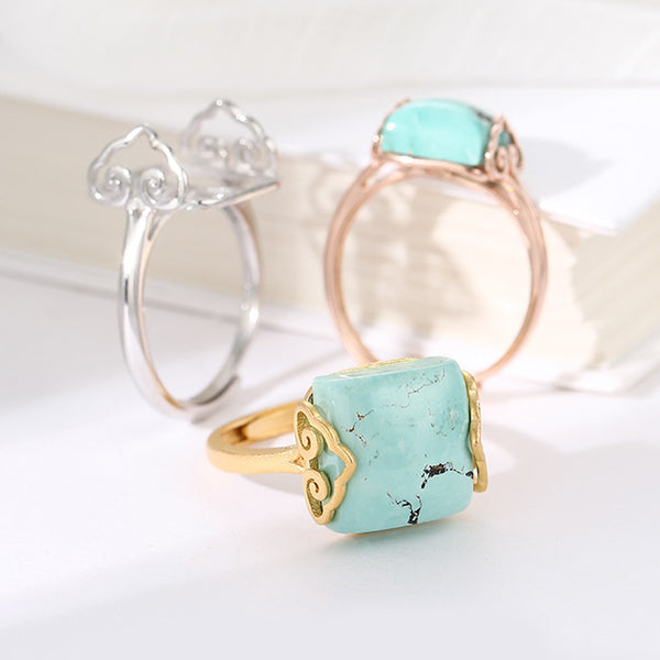 925 Sterling Silver Ring Setting, Square/Cushion Cabochons, Adjustable, 1 Piece, MFJS2028