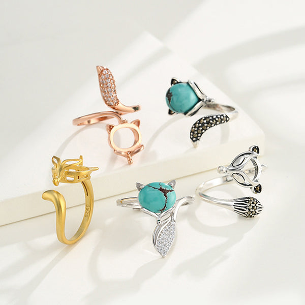 925 Sterling Silver Ring Setting, Oval Cabochons, Adjustable, 1 Piece, MFJS2017