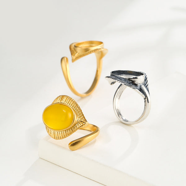 925 Sterling Silver Ring Setting, 10*14mm, Oval Cabochons, Adjustable, 1 Piece, MFJS2015