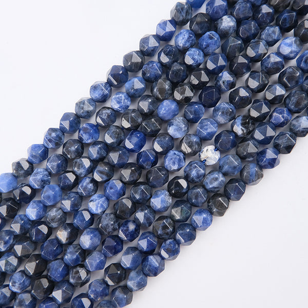 Natural Faceted Sodalite Beads, Natural Color, 8mm, 1 Strand, MBGESOD011