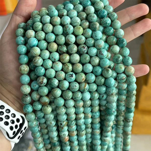 Natural Peruvian Turquoise Beads, Natural Color, 6/8/10mm, 1 Strand, MBGETUR004