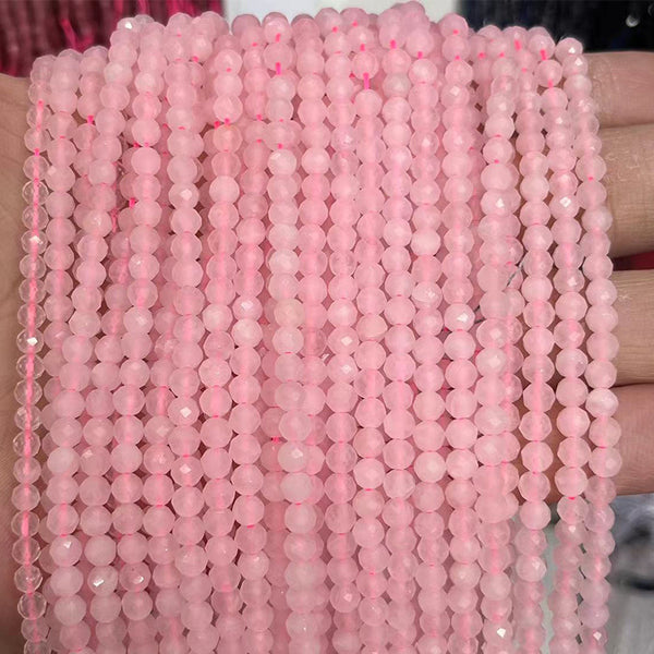 Natural Faceted Round Rose Quartz Small Beads, 2/3/4mm, 1 Strand, MBGEROQ019