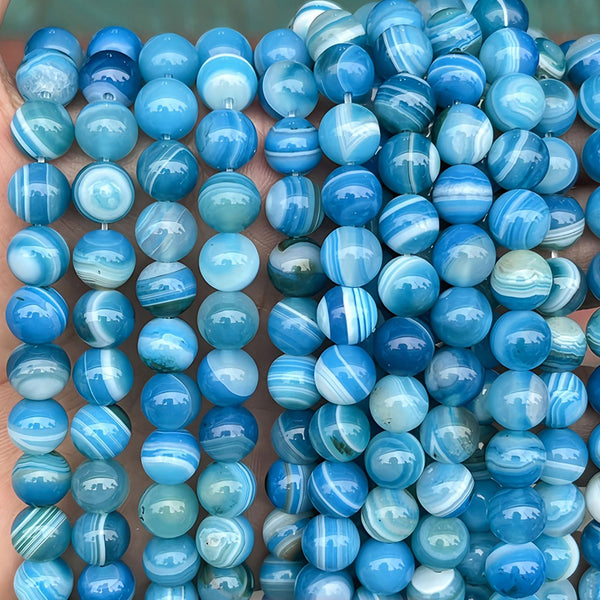 Blue Banded Agate Beads, Dyed, 6-12mm, 1 Strand, MBGEBAA043