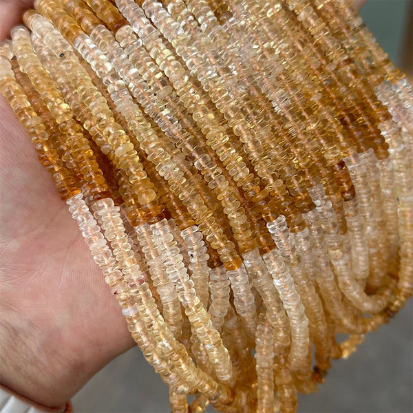 Gradient Natural Citrine Spacer Beads, 1 Strand, Heat-treated, MBGECIT037