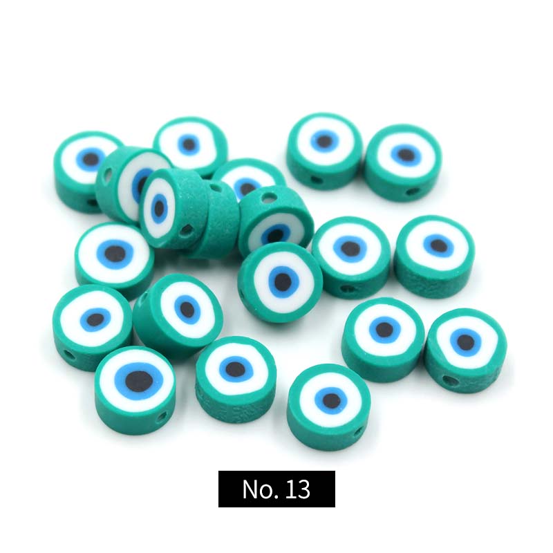 Cuentas de arcilla polimérica de ojo de demonio de 10 mm, MBCL029, No.1-14