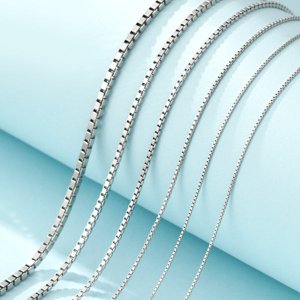 925 Sterling Silver Box Chain Necklace, 1 Piece, MFNE1001