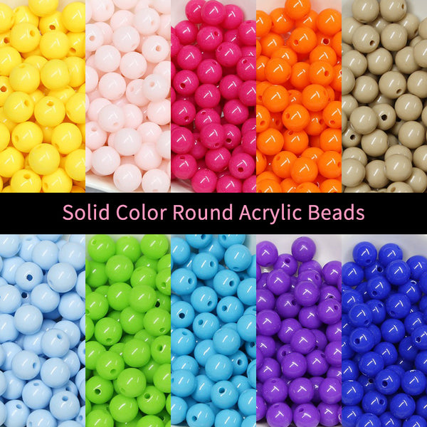 5.8/7.8/9.8mm Solid Color Round Acrylic Beads , 50pieces/100pieces/200pieces, MBAC1002