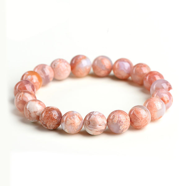 Natural Cherry Blossom Agate Bracelet, 6/7/8/9/10/11/12/13mm