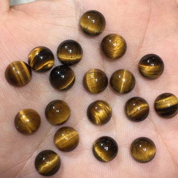 Natural Tiger Eye Round Cabochons, Natural Color, AA Grade, 1 Piece, MFCA2602