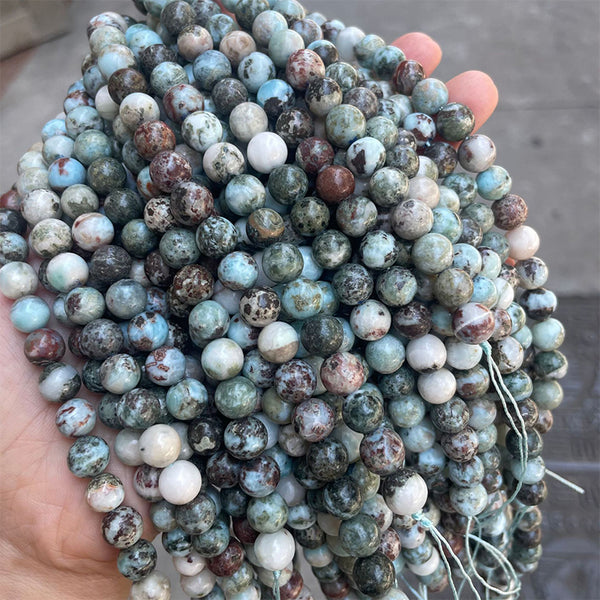 Natural Larimar Beads, Natural Color, 6/8/10mm, 1 Strand, MBGELAR003