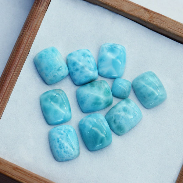 Natural Larimar Cushion Cabochons, Natural Color, AA Grade, 1 Piece, MFCA1302