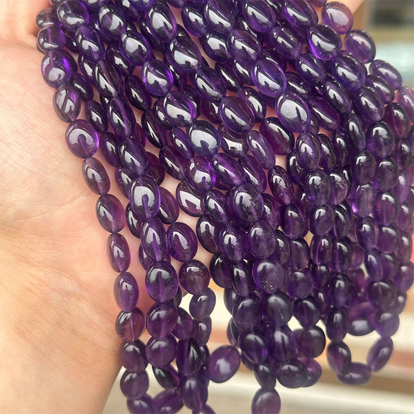 Natural Uruguayan Amethyst Irregular Oval Beads, 1 Strand, MBGEAME031