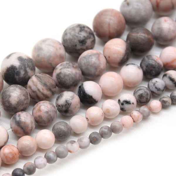 Pink Zebra Jasper Beads, Natural Color, 4-12mm, 1 Strand, MBGEJAS010