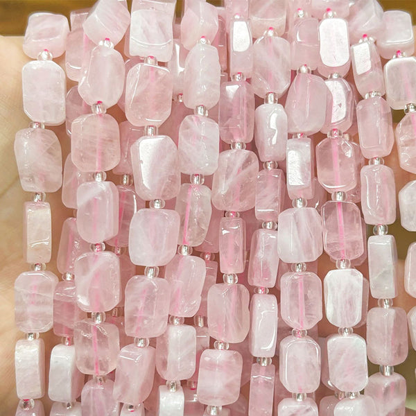 Natural Irregular Flat Rose Quartz Beads, Approximately 8*12mm, 1 Strand, MBGEROQ013