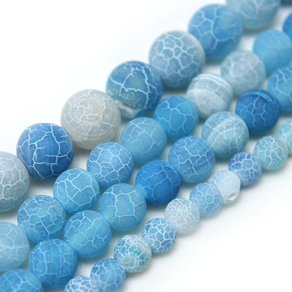 Blue Weathered Agate Beads, 4/6/8/10/12mm, Dyed, 1 Strand, MBGEAGA044