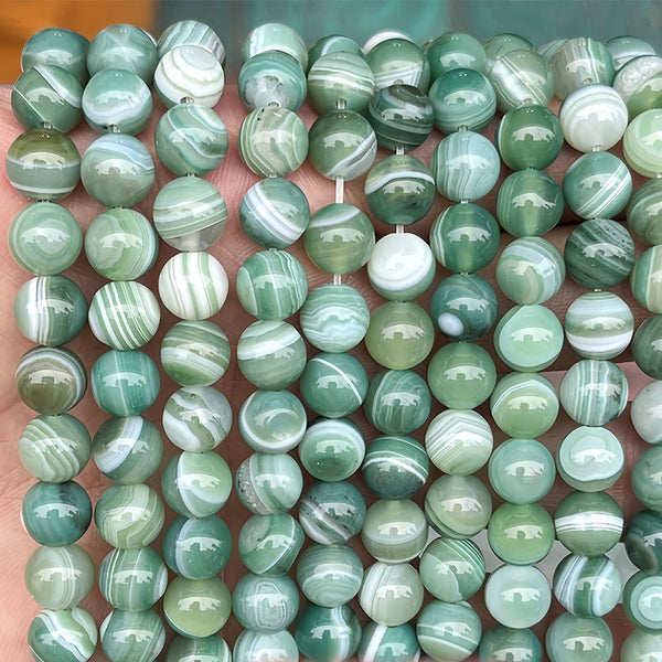 Green Banded Agate Beads, Dyed, 6-12mm, 1 Strand, MBGEBAA044
