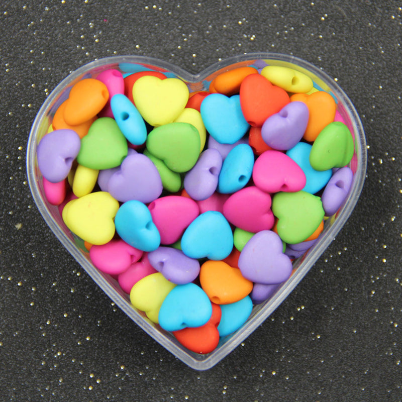 Heart-Shaped Frosted Acrylic Beads, 100g/500g, MBAC7023