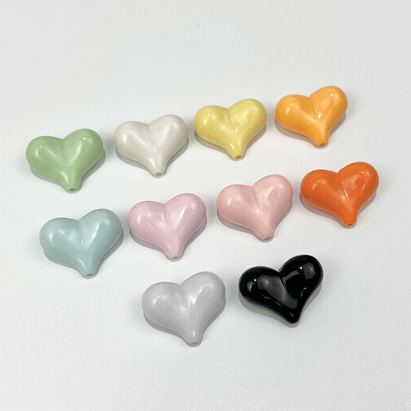 Heart-shaped Solid Color Acrylic Beads, 100g/500g, MBAC1106