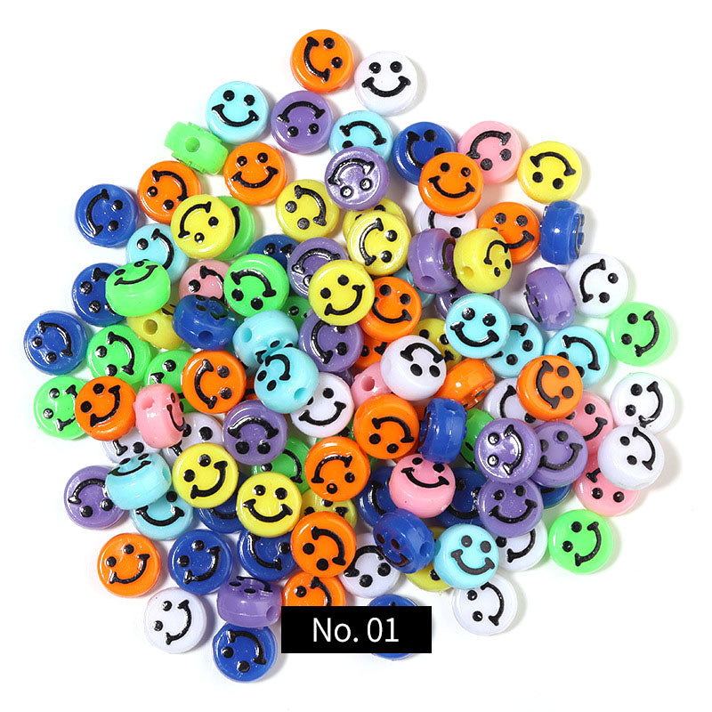 Round Smile Pattern Acrylic Beads, 6*10mm, 100PCS/500PCS, MBAC4217