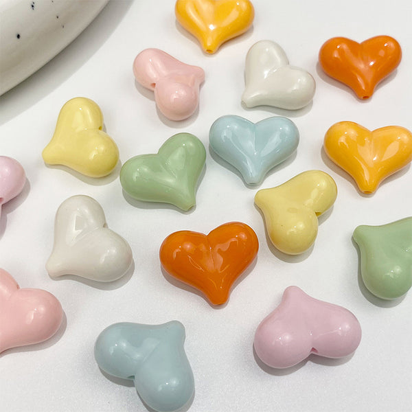 Heart-shaped Solid Color Acrylic Beads, 500g, MBAC1106