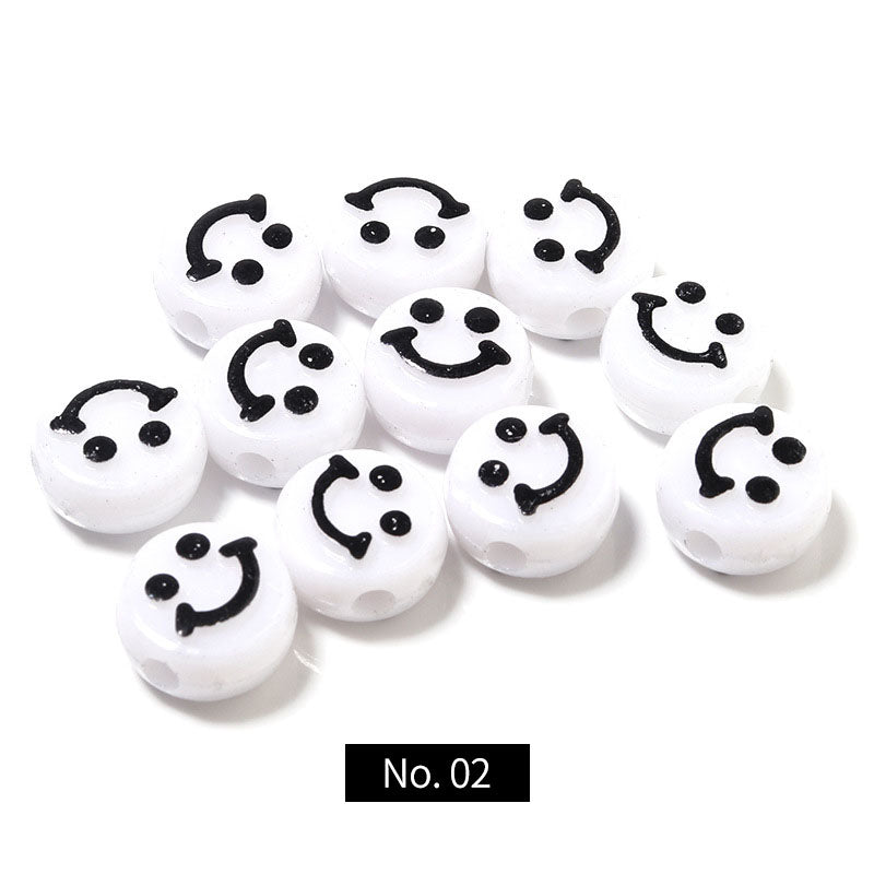 Round Smile Pattern Acrylic Beads, 6*10mm, 100PCS/500PCS, MBAC4217