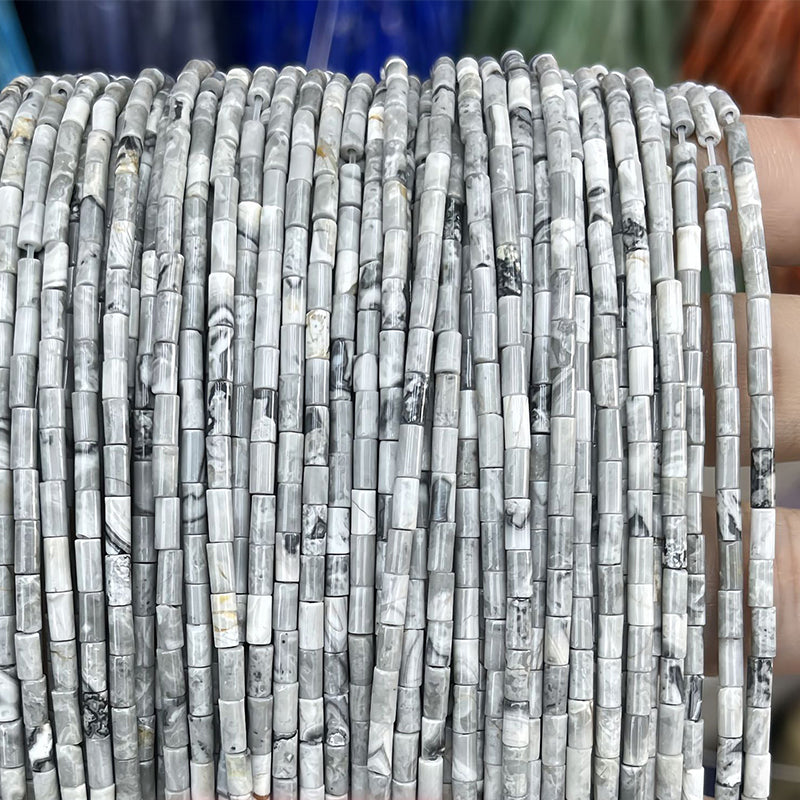 Natural Map Stone Round Tube, 2x4mm | KOKODIY – kokodiy