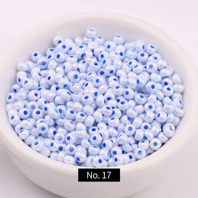 Cuentas de semillas de vidrio brillante de colores color macaron de 3 mm, 10 g, MBSE1014