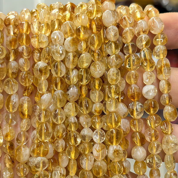 Natural Irregular-Shaped Citrine Chip Beads, Approximately 6*8mm, 1 Strand, MBGECIT018