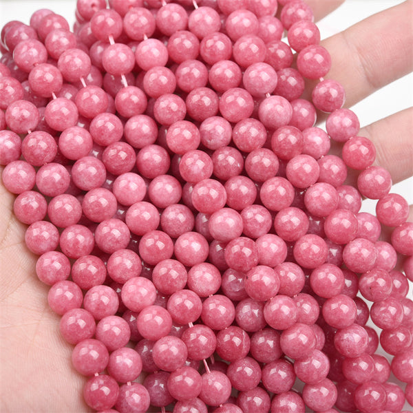 Light Red Chalcedony Beads, Dyed, 6/8/10mm, 1 Strand, MBGECHA025