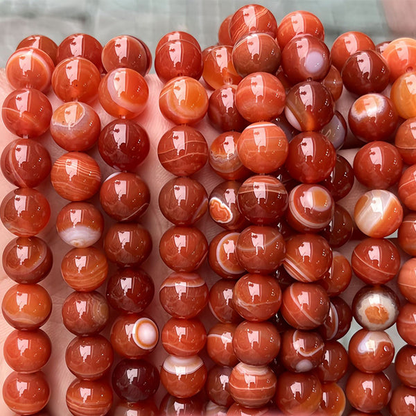 Red Banded Agate Beads, Dyed, 6-12mm, 1 Strand, MBGEBAA042