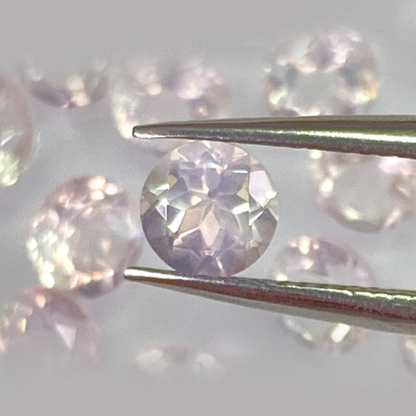 Round Rose Quartz Faceted Gem, Natural Color, Eye Clean, 1 Piece, MFFG1205