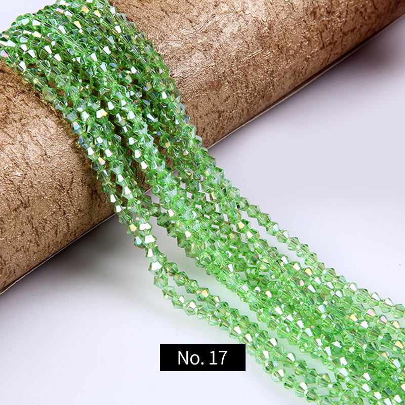 4-8mm Rhombus Colored Shiny Faceted Glass Synthetic Crystal Beads, 1 Strand, No.1-36, MBGL2015