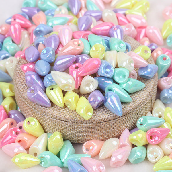 Corner Plated Colorful Acrylic Beads, 500g, MBAC6041