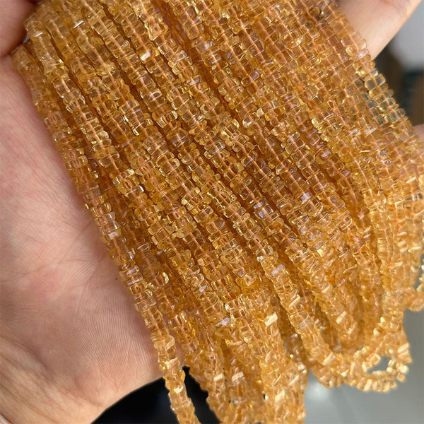 Natural Citrine Square Spacer Beads, 1 Strand, Heat-treated, MBGECIT036