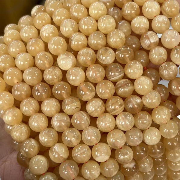 Natural Yellow Calcite Beads, Natural Color, 8mm, 1 Strand, MBGECAL008