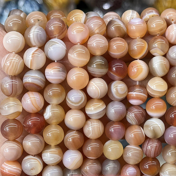 Light Brown Banded Agate Beads, Dyed, 6-12mm, 1 Strand, MBGEBAA045