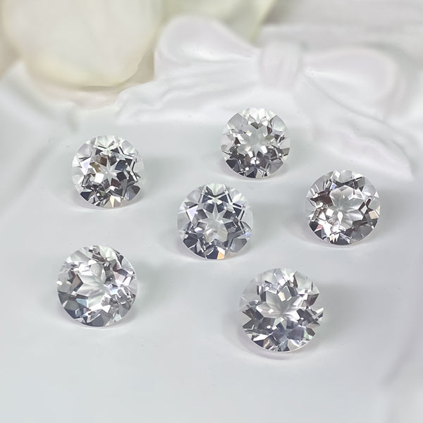 Round Rock Crystal Faceted Gem, Natural Color, Eye Clean, 1 Piece, MFFG1304