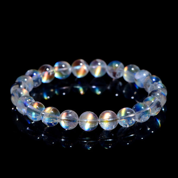 Natuurlijke Regenboog Maansteen Armband, 6/7/8/9/10mm