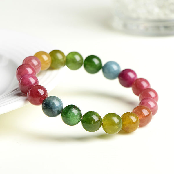 Natural Rainbow Tourmaline Bracelet, 6/7/8/9/11mm