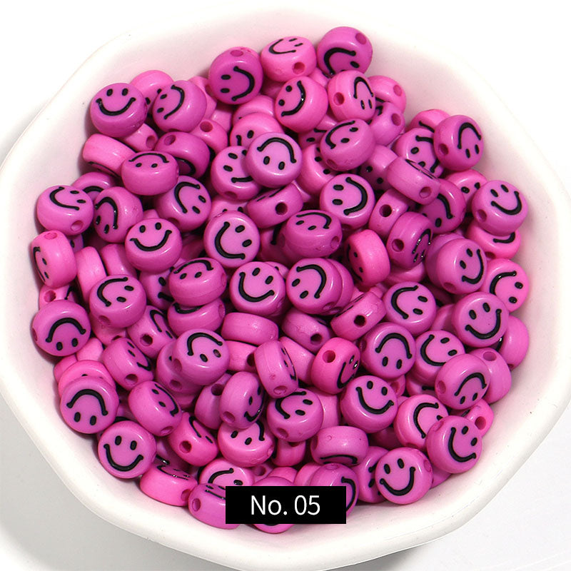 Round Smile Pattern Acrylic Beads, 3.5*7mm, 100PCS/500PCS, MBAC4215