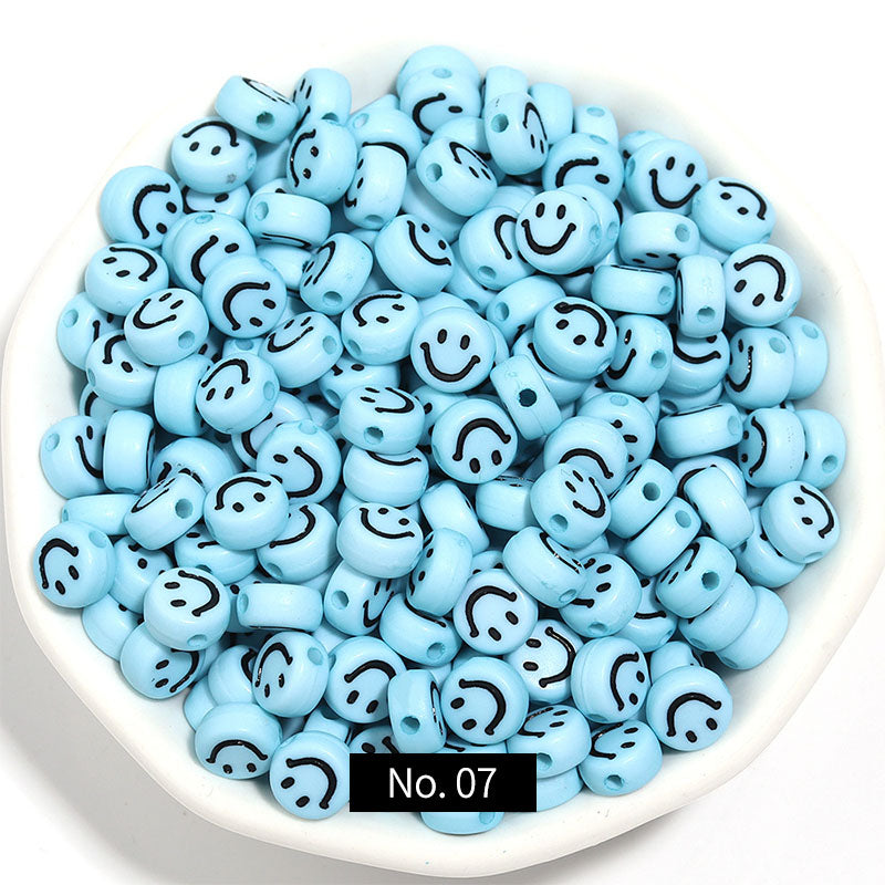 Round Smile Pattern Acrylic Beads, 3.5*7mm, 100PCS/500PCS, MBAC4215