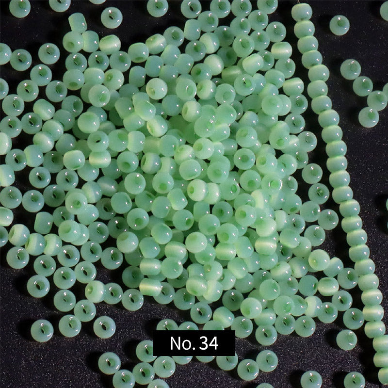 4mm Cat Eye Glass Seed Beads, 10g, MBSE1012