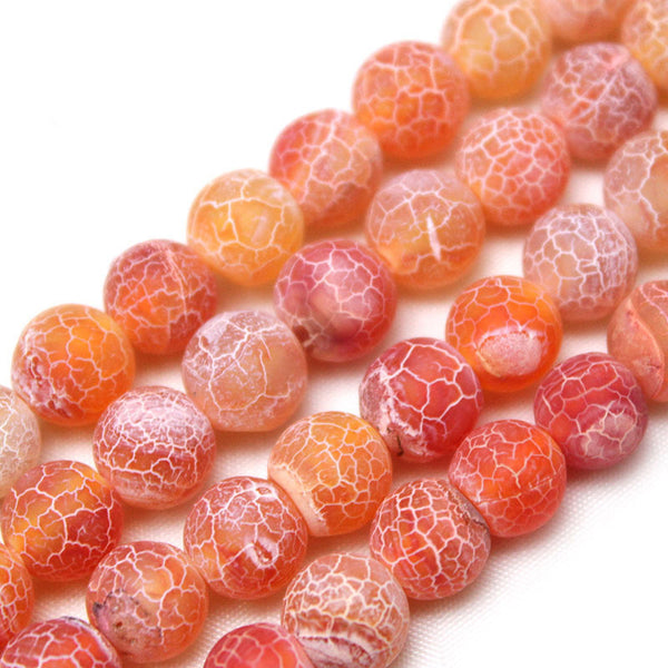 Orange Weathered Agate Beads, 4/6/8/10/12mm, Dyed, 1 Strand, MBGEAGA045