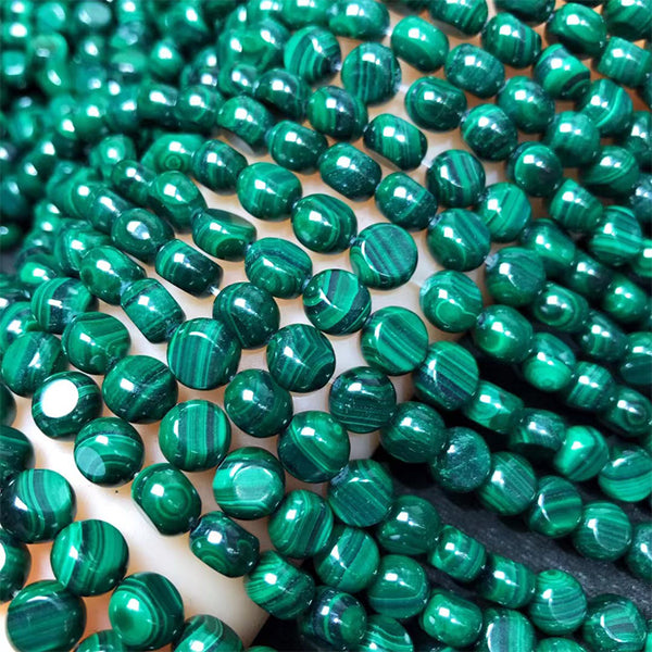 Natural Flat Oval Malachite Beads, Natural Color, 5*8mm, 1 Strand, MBGEMAL002