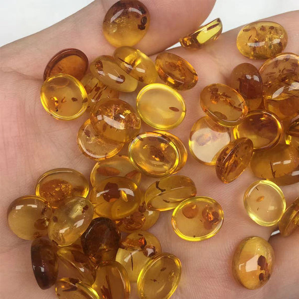 Natural Amber Oval Cabochons, Heat Treated, 1 Piece, MFCA0507
