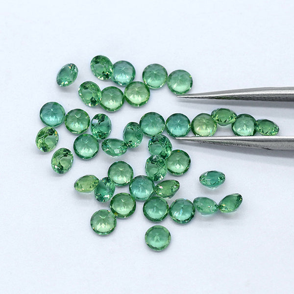 Round Green Apatite Faceted Gem, Natural Color, Eye Clean, 1 Piece, MFFG2204