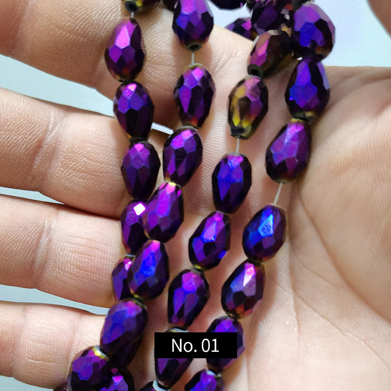 Drop-shaped Electroplated Faceted Glass Synthetic Crystal Beads, 1 Strand, No.1-3, MBGL2013