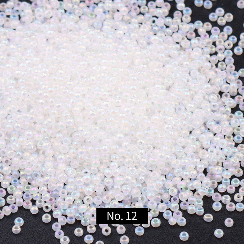 Cuentas de semillas de vidrio brillante de colores translúcidos de 2 mm, 10 g, MBSE1011