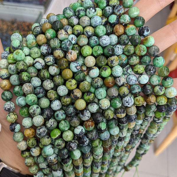 Natural Variscite Beads, Natural Color, 6/8/10mm, 1 Strand, MBGEVAR002