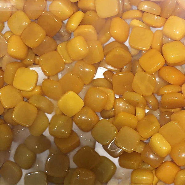 Natural Beeswax Amber Square Cabochons, Heat Treated, 1 Piece, MFCA0504